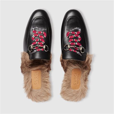 gucci loafers with fur and snake